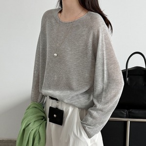 round-neck sheer knit　J00476