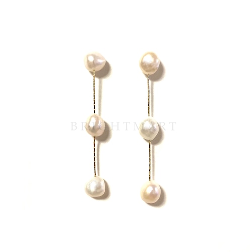 【 4/17 再入荷 】Dots 3pearls - ドッツ 3連バロックパール -