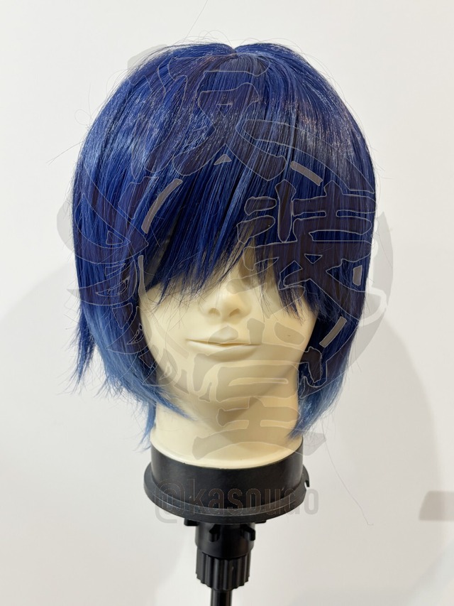 メーカー不明　ブルー×ライトブルー　グラデーション　ショートウィッグ