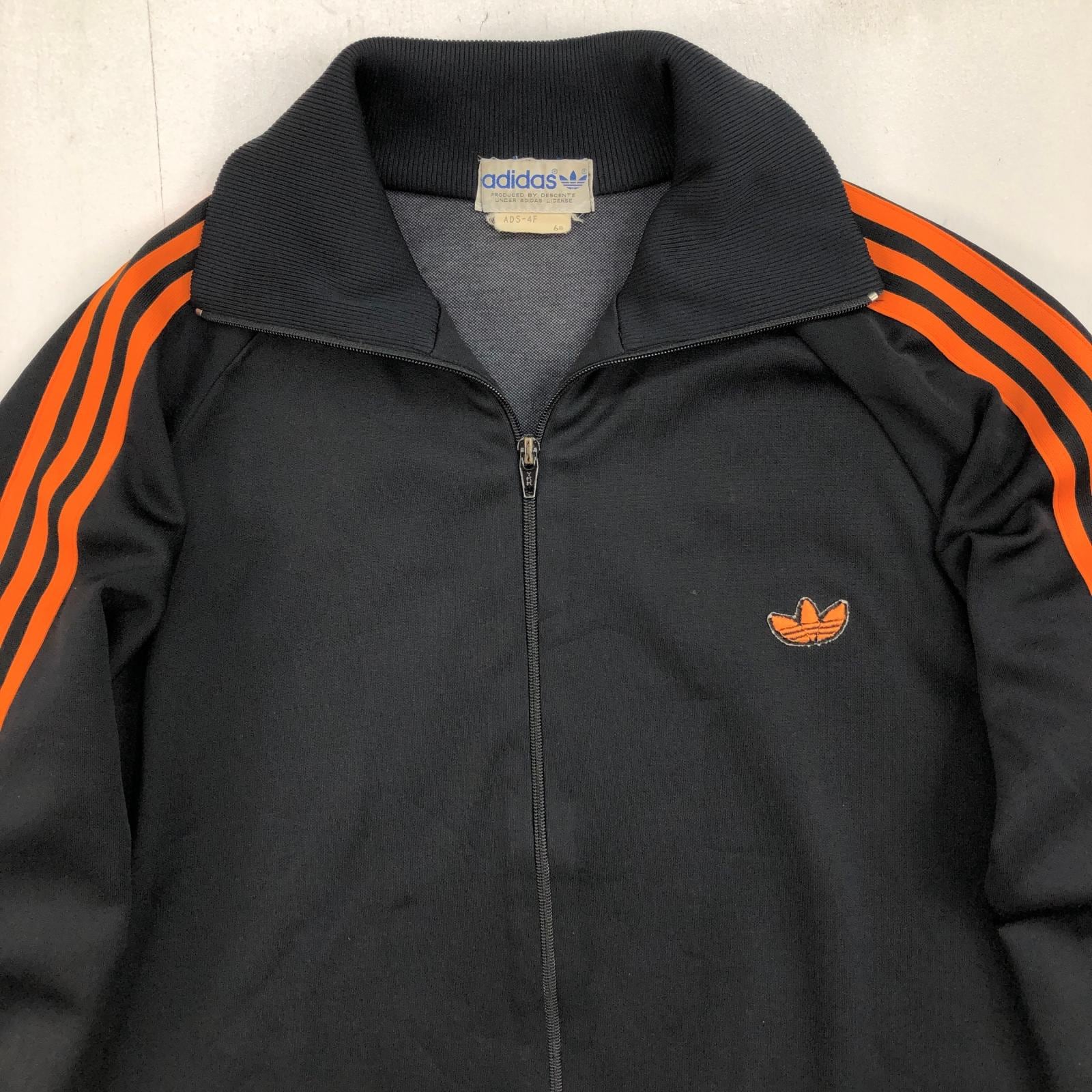 adidas デサント　70sトラックジャケット　ブラック　オレンジ ADIDAS アディダス 70- 80年代 デサント製 トラックジャケット