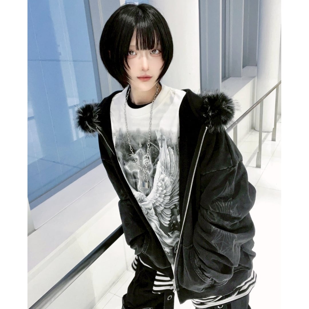 2/23新着】ピグメント ロゴフードファーZIPパーカー | VOLCAN&APHRODITE