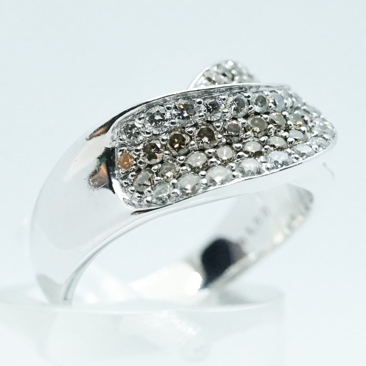 【D1.00ct】K18WG 8.6g ♯13 ダイヤモンドリング