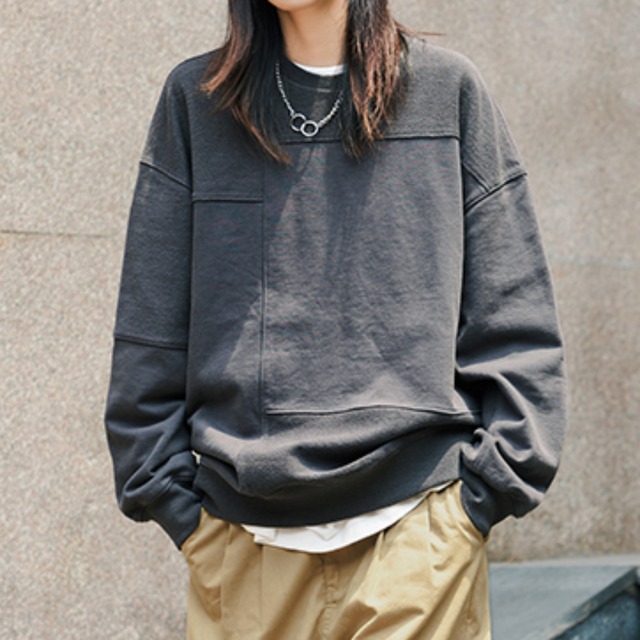 パッチワーククルーネックスウェット　A01934