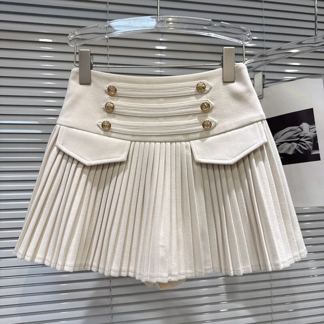 全3色/Wool pleats mini skirt　M4695