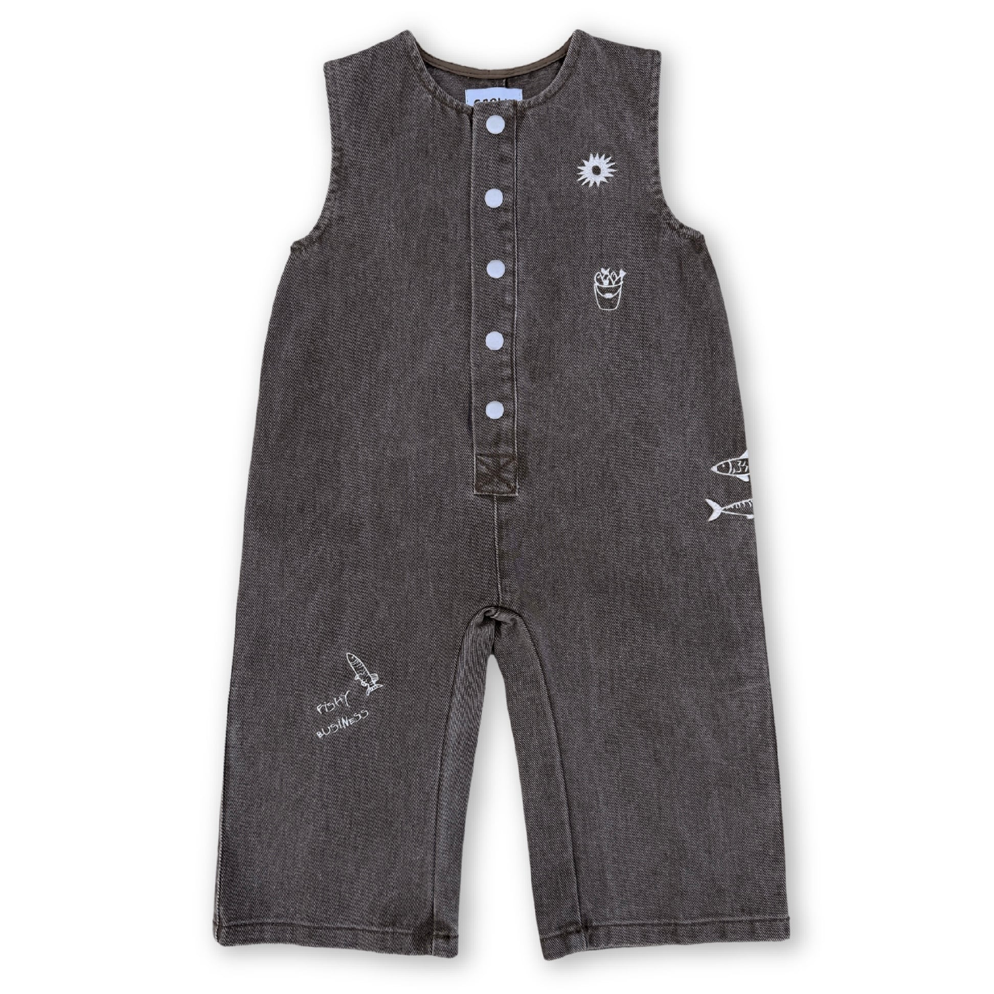 Grown Fishy Business Denim Jumpsuit【2-6Y】Ash