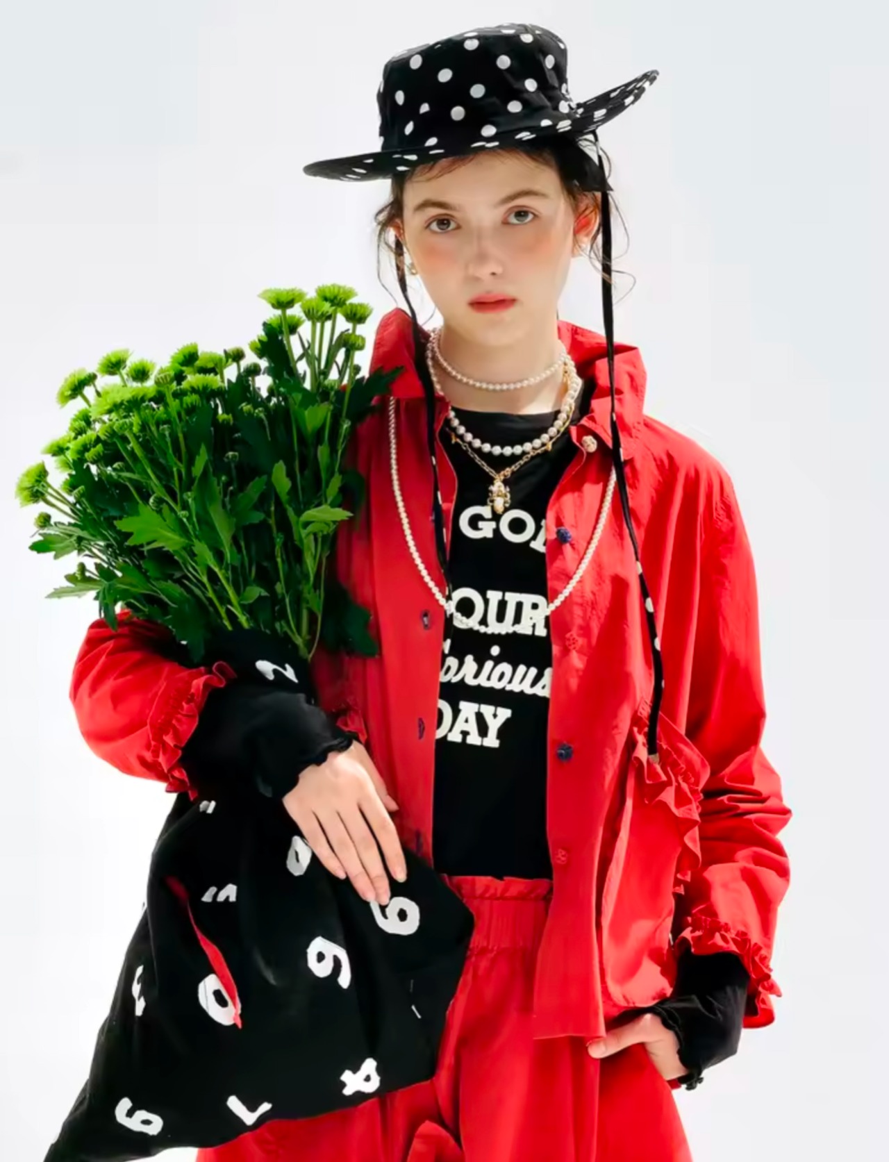 imakokoni オリジナルレッドカラーフリルデザインジャケット 255143