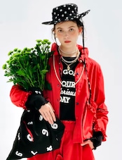 imakokoni オリジナルレッドカラーフリルデザインジャケット 255143