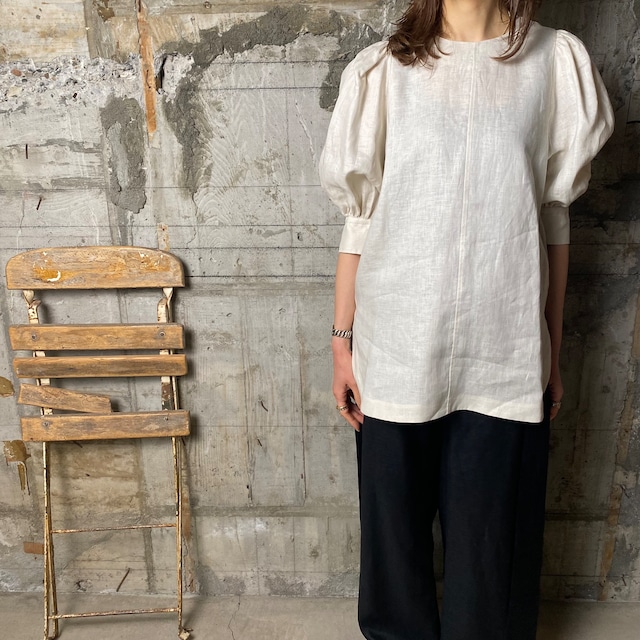 HYKE【ハイク】LINEN BALLOON SLEEVE  BLOUSE (15193 / OATMEAL ).