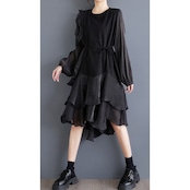 シフォン ティアードスカート ワンピース 00091
