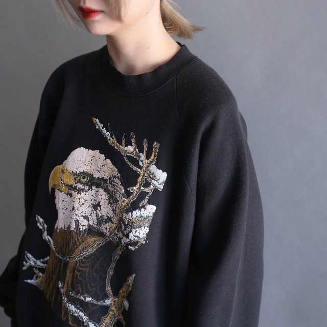 eagle print over size loose sweat