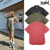 【X-girl】 FACE PIGMENT DYED S/S SHIRT【エックスガール】