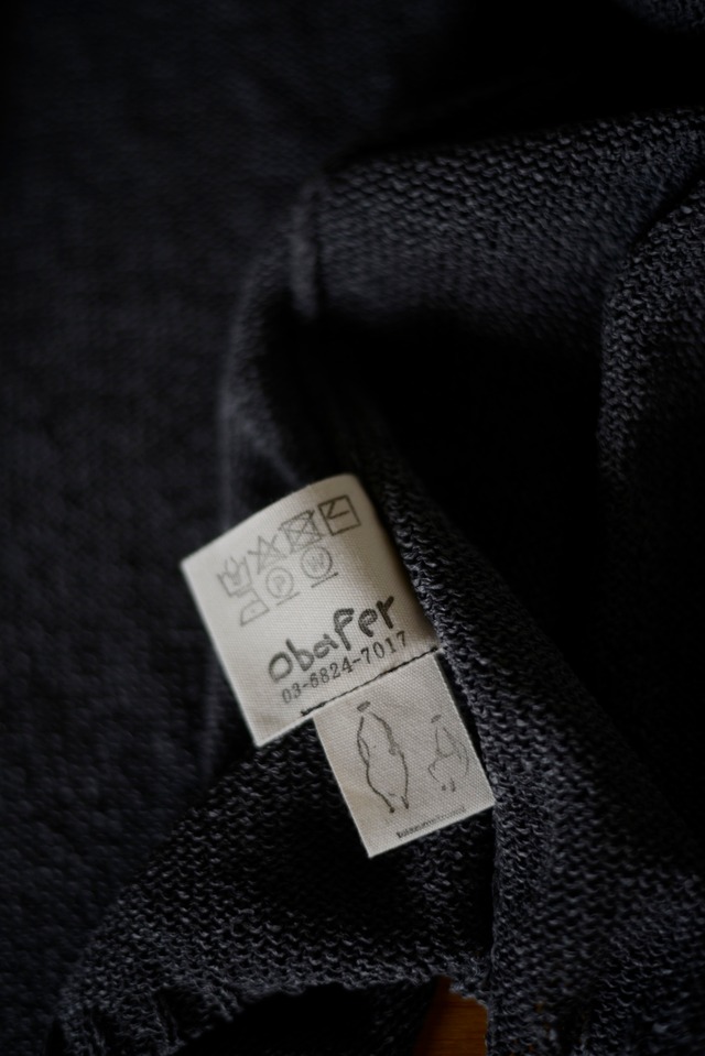 obafer / Ex. ″dog communication？″ hand stitch washi crew neck cardigan
