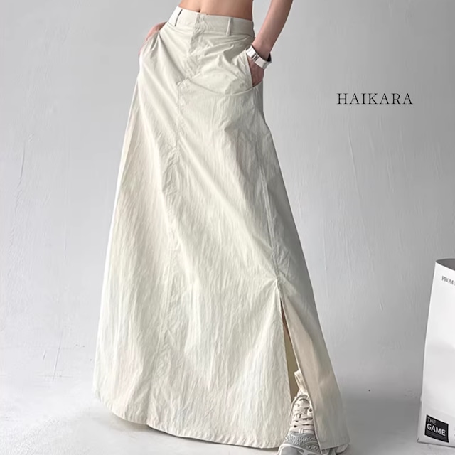 スリットディテール・ワッシャー・マキシスカート スリットディテール・ワッシャー・マキシスカート