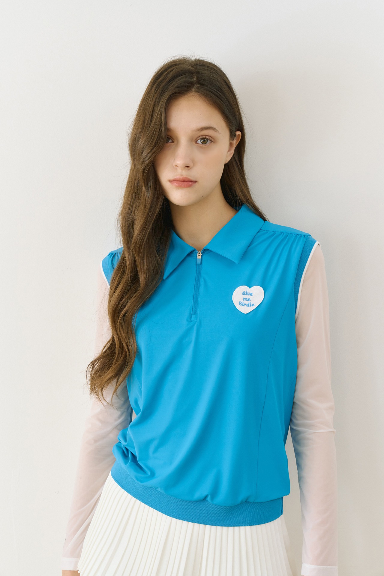 GOXO ゴーエックスオー ギブミーハートカラースリーブレス コーラルブルー