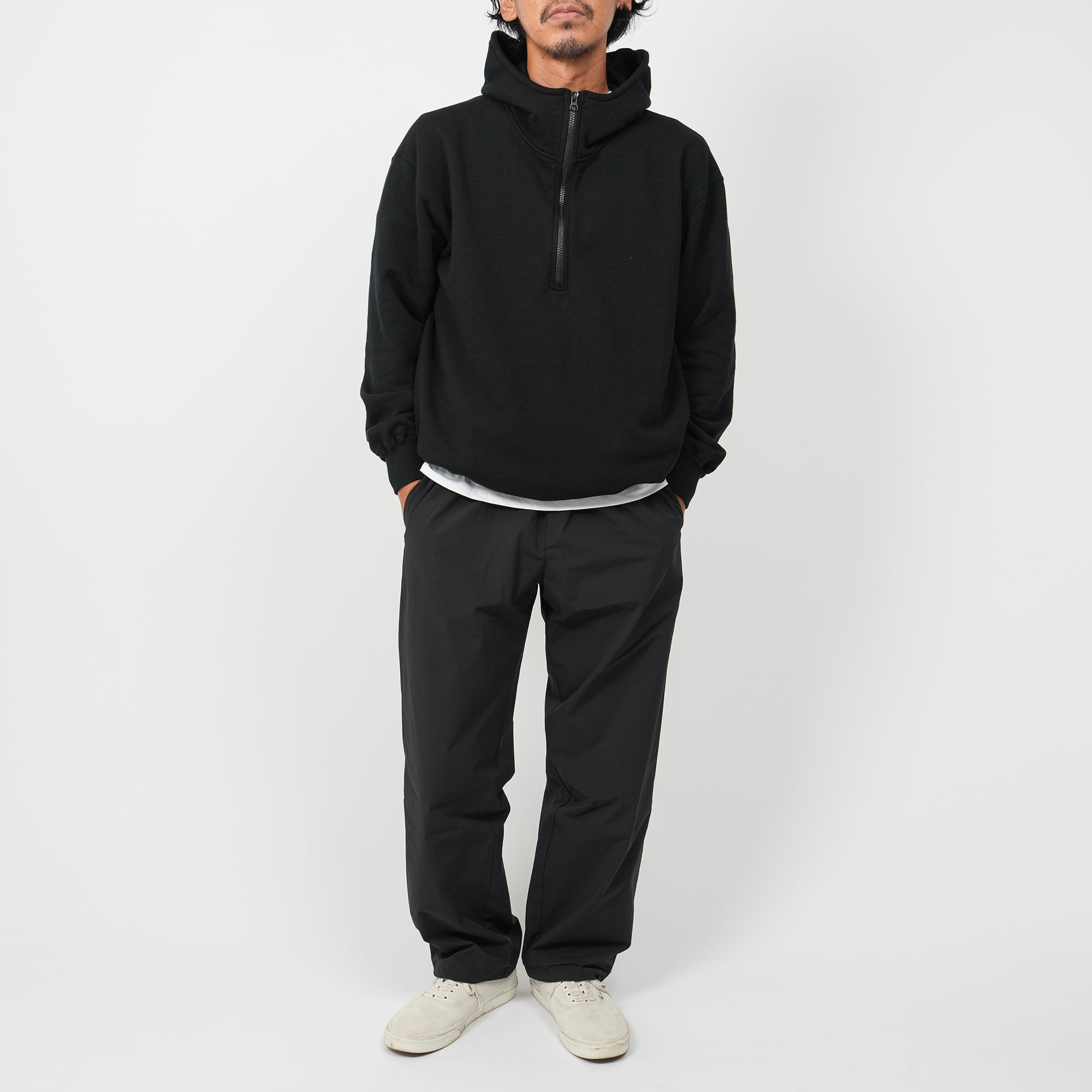 French Terry Half Zip Hoodie (black)