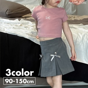 《取寄》 リボンプリーツミニスカート （全３色） Bobi 2024夏 韓国子供服 アンダー付き ミニスカ プリーツ スコート 女の子