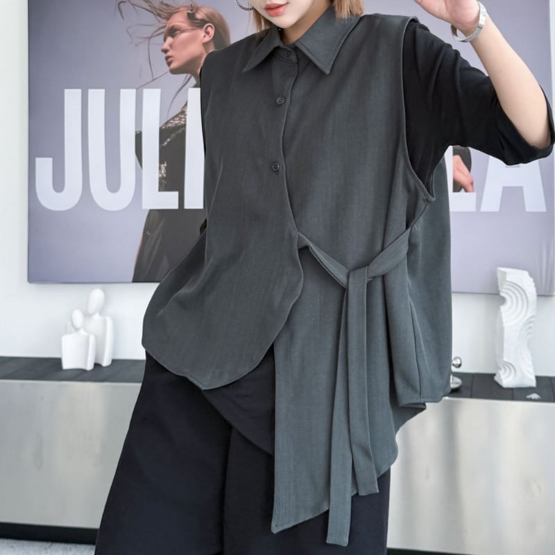 アシンメトリーラップノースリーブシャツ 1color BL0519