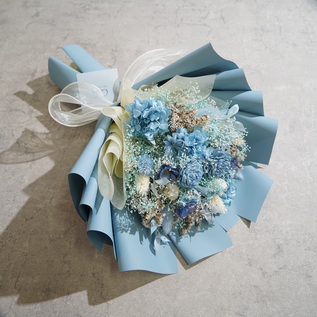 ドライフラワーの花束 Mサイズ ライトブルー M-483≪限定１点≫