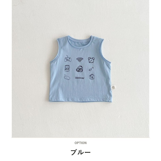 【BABY】デイリー絵文字プリントノースリーブTシャツ - 3