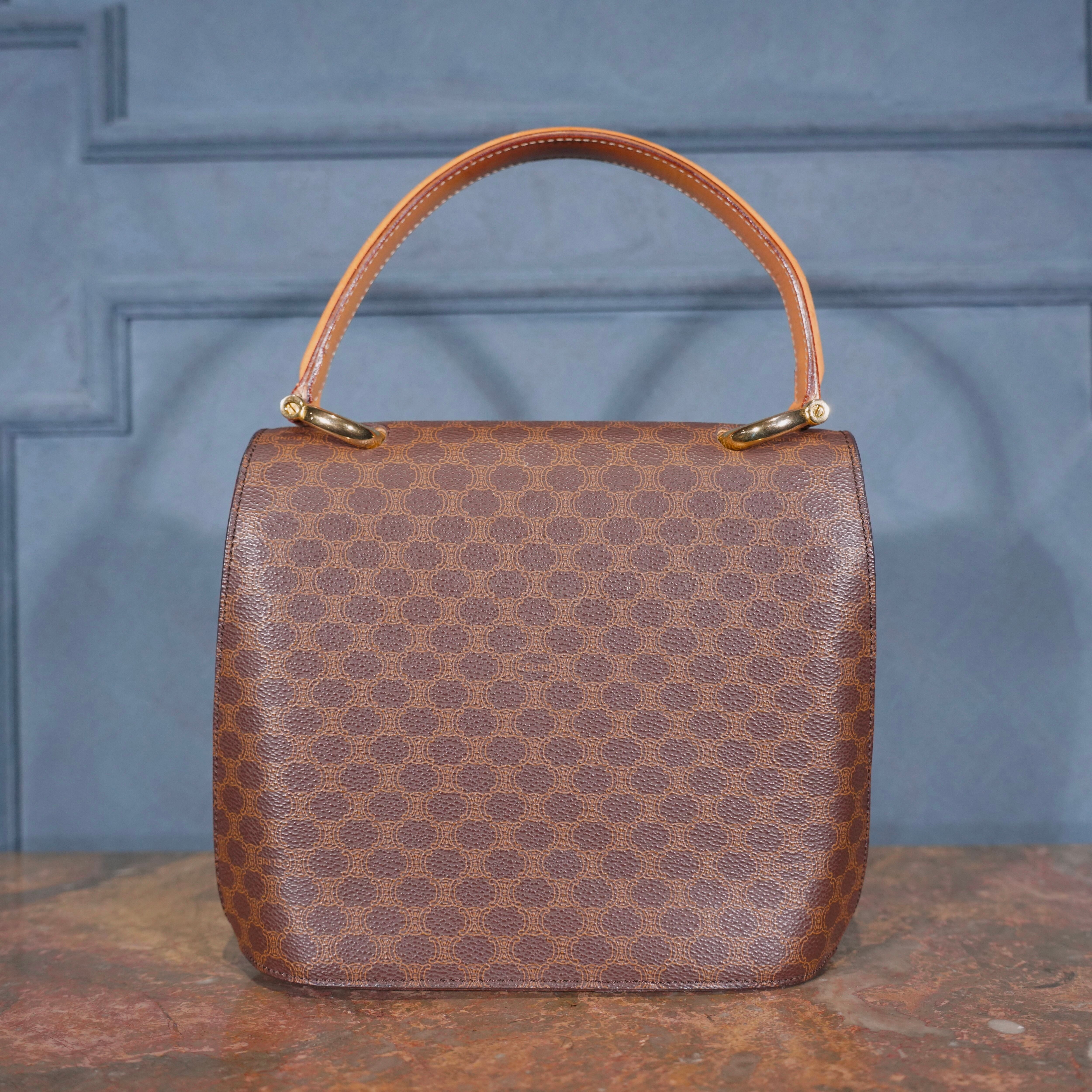 CELINE MACADAM PATTERNED DOUBLE FLAP HAND BAG/オールドセリーヌ