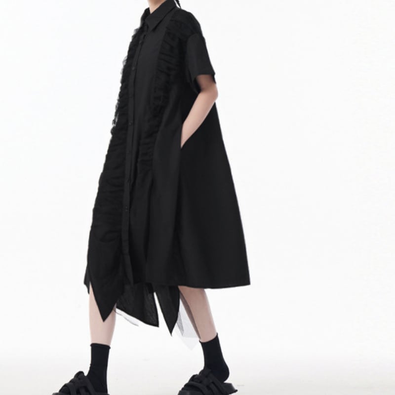 アシンメトリーフリルシャツワンピース ON0838