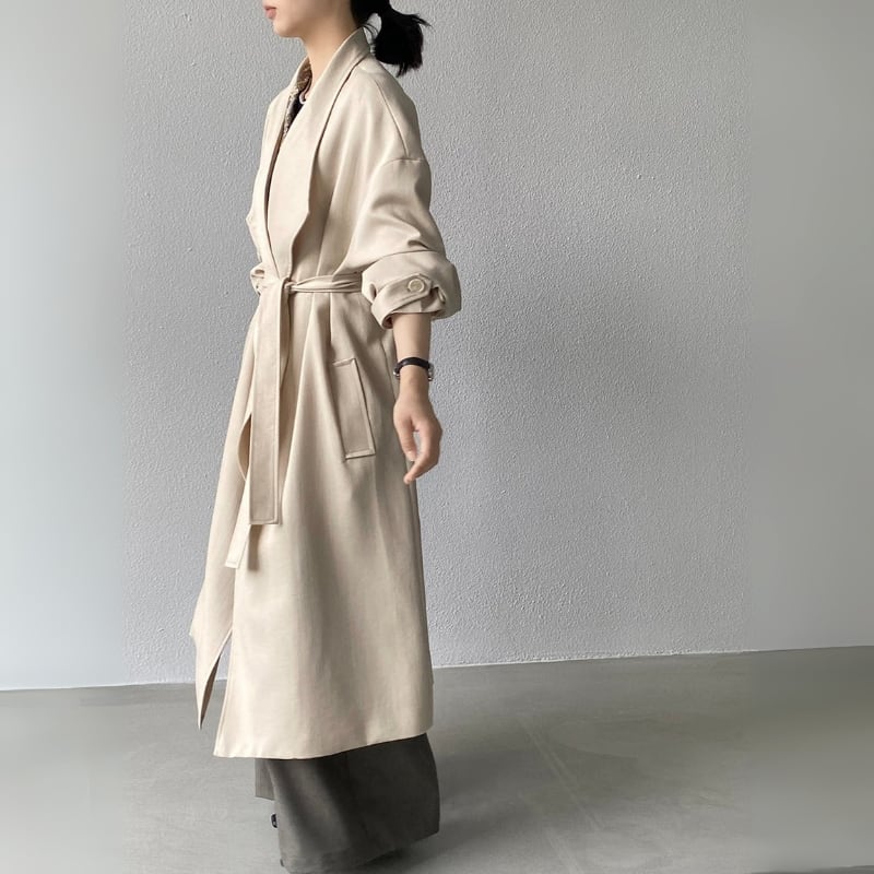 ウエストベルト ドロップショルダー ロングコート ◇2color 204400