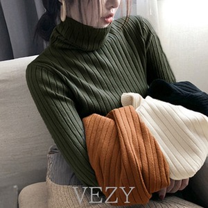 リブ ニットトップス タートルネック ニットソー 着やせニット 細見 おしゃれ 長袖ニット ハイネック セーター 無地 シンプル 秋冬 レディース ニット セーター lstpベジー VEZY ItemNo.【14418014 】