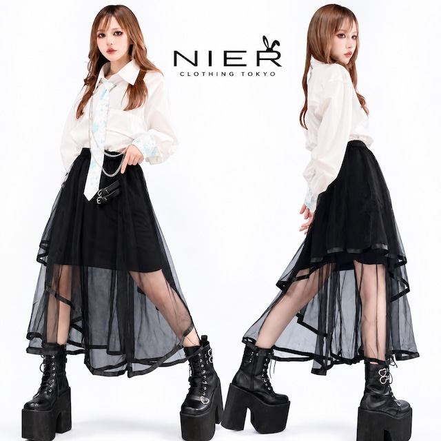 NIER BOUQUETアシンメトリーチュールスカート