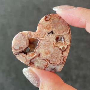インドネシア産♦︎Pink Lace Agate ピンクレースアゲート|Heart ハート|天然石　パワーストーン　鉱物　gem stone