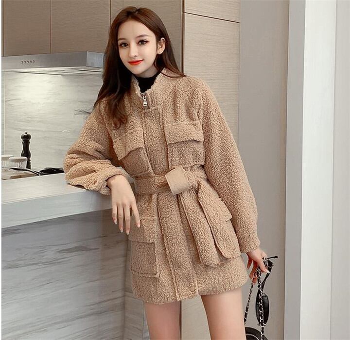 中・長セクション スリムフィット 冬 新スタイル 暖かい 厚手 ムートンコート