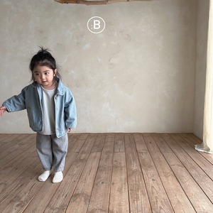 【Bellabambina】丸襟ライトデニムジャケット  80~130cm 240217be