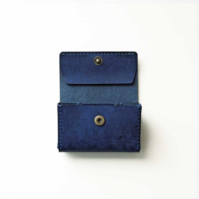 カードがたくさん入る ミニ財布 【 ブルー 】 ブランド メンズ レディース おすすめ クレジット Suica コンパクト レザー 革 ハンドメイド 手縫い