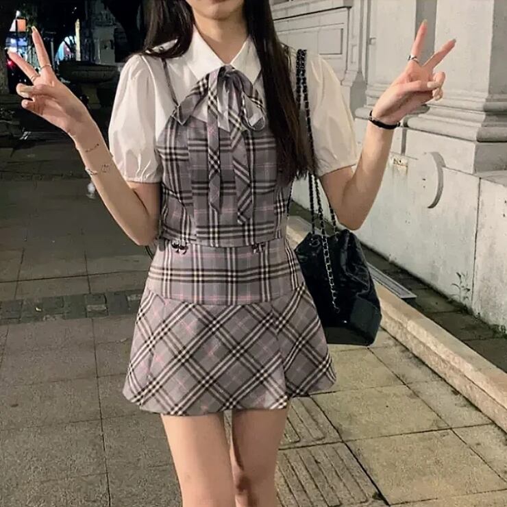 受賞店舗 格子縞のウールのスーツジャケット女性のゆるいレトロな