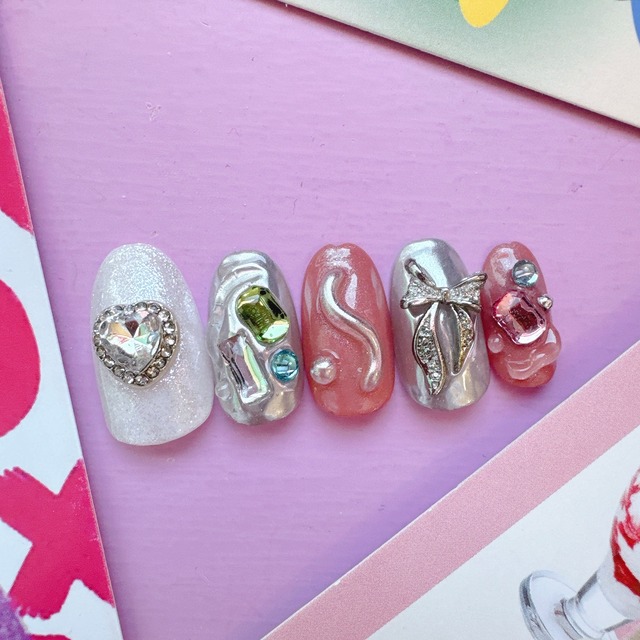 【送料無料】ネイルチップNo.153♡ネイル/韓国/アート/パーツ/カラフル/POP