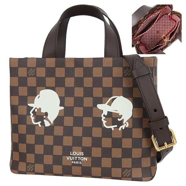 Used LOUIS VUITTON ルイヴィトン ショッパー・トート MINI N40810 ダミエ フレンドシップ ブラウン ハンドバッグ トートバッグ ショルダーバッグ 超美品