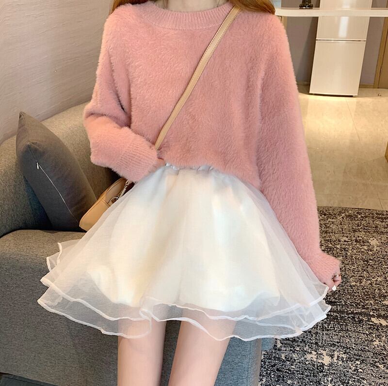 スカート ハイウェストウェストスプリングショートメッシュAライン 春物 萌量不足14517202162