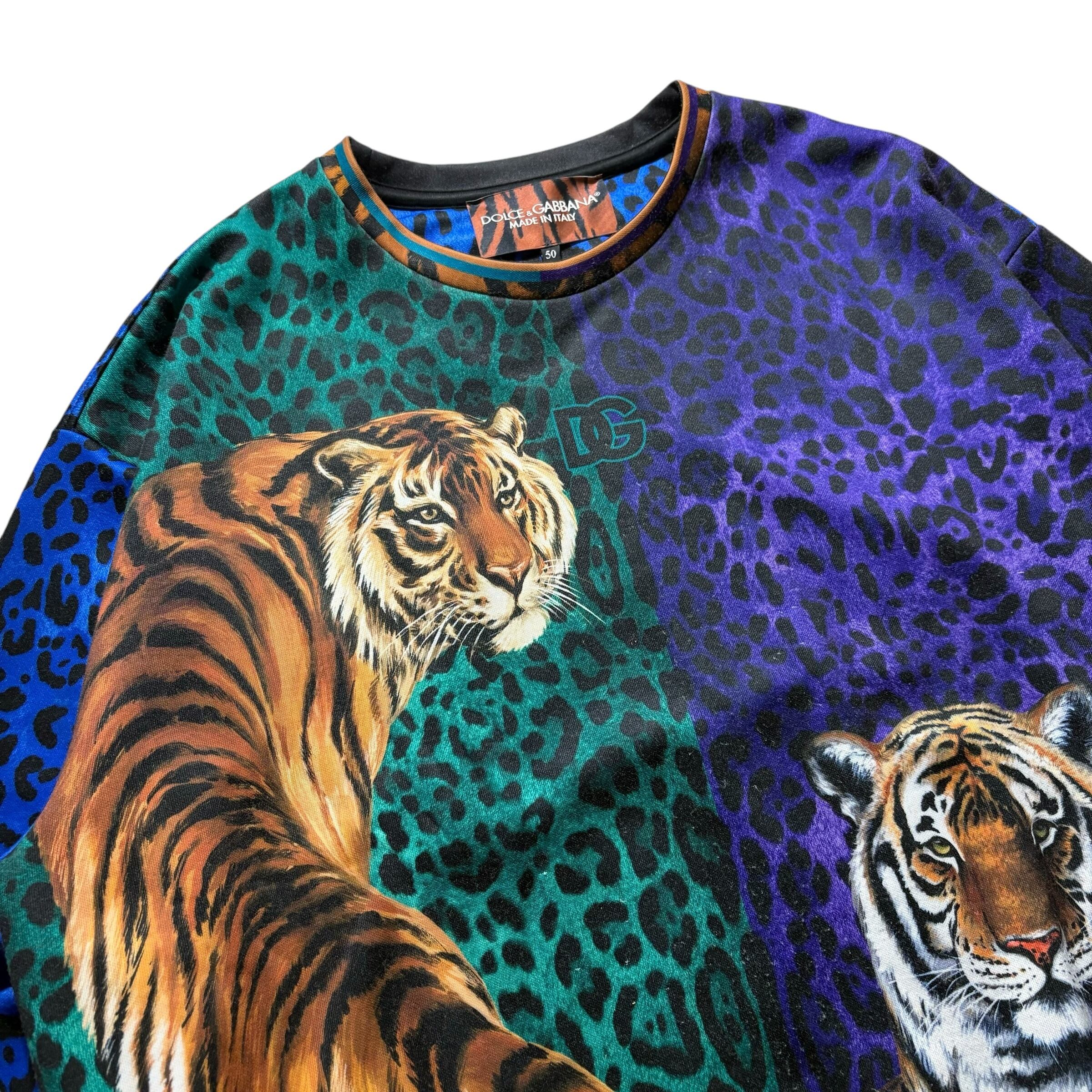 DOLCE&GABBANA crazy color leopard pattern tiger print sweat | NOIR