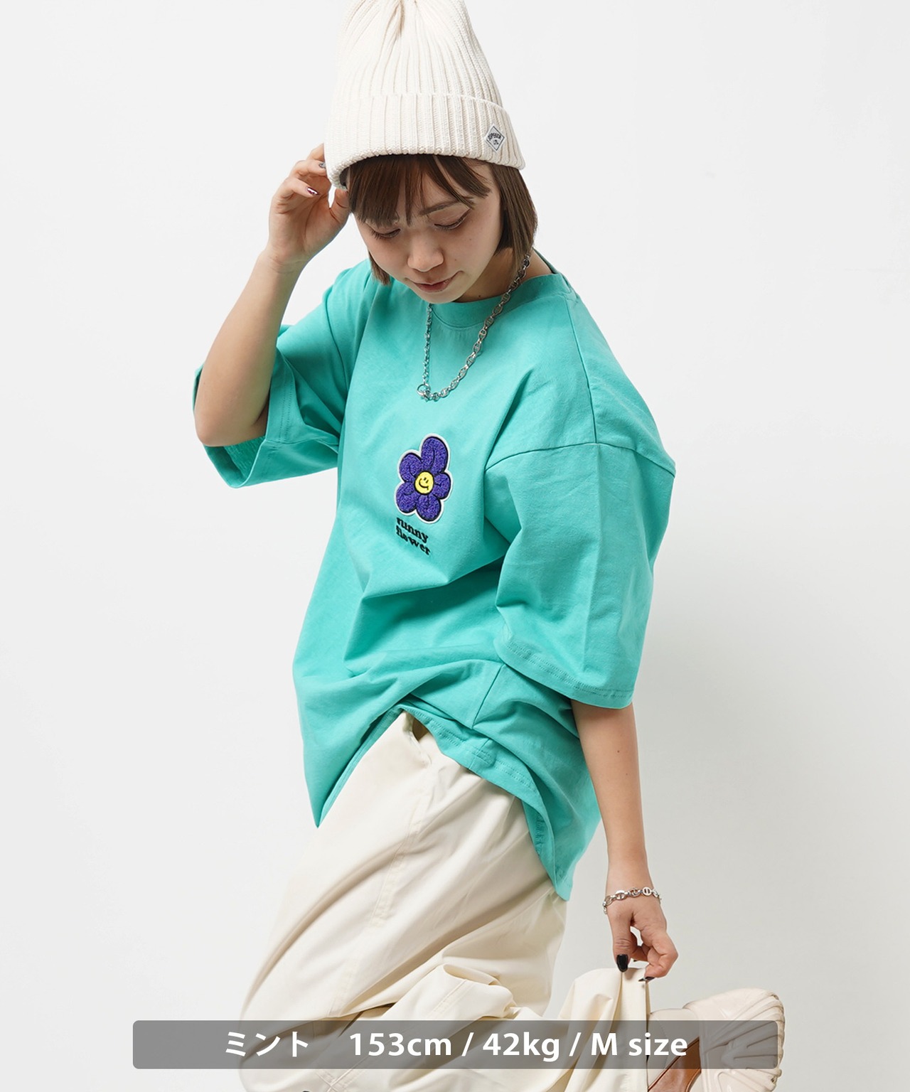 ◆フラワー サガラ刺繍 Tシャツ◆wi-759592