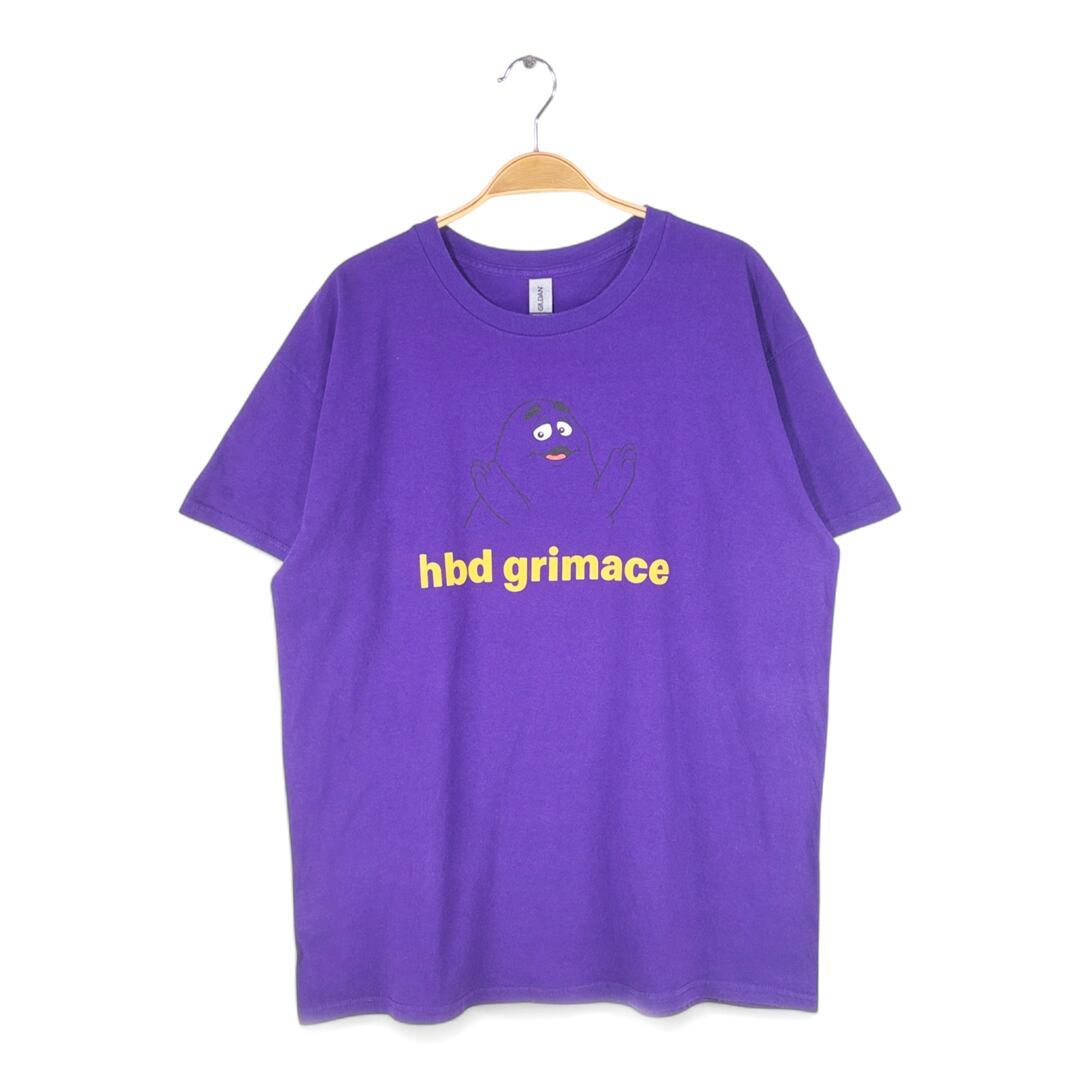 グリマス マクドナルド キャラクター Tシャツ 企業系 パープル McDonalds HBD GRIMACE ギルダン メンズL 古着 @BB0781