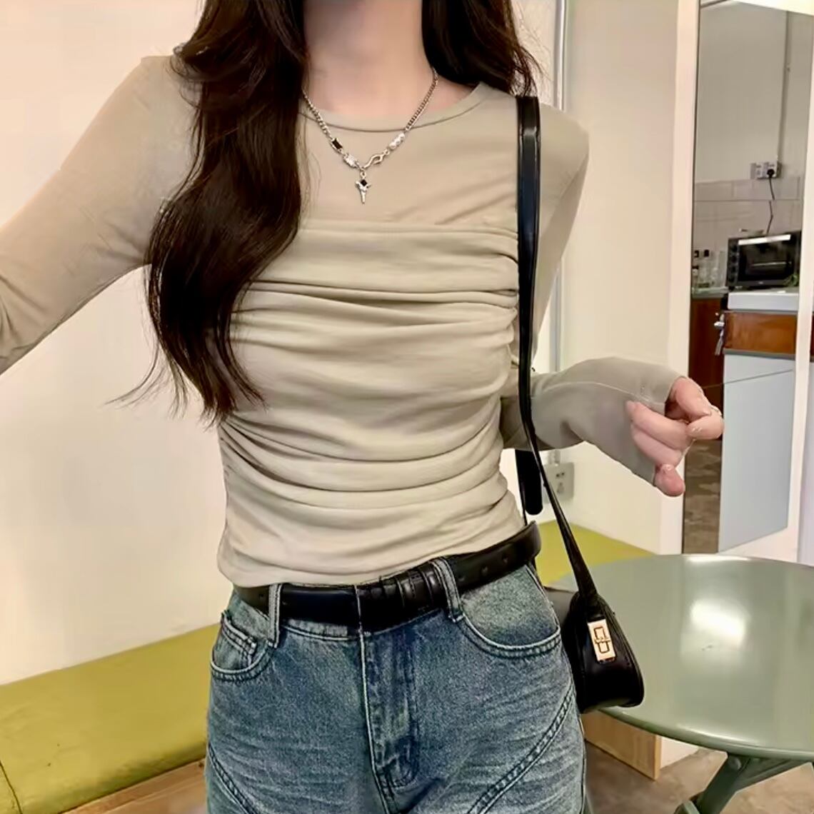 シアーシャーリングロングTシャツ