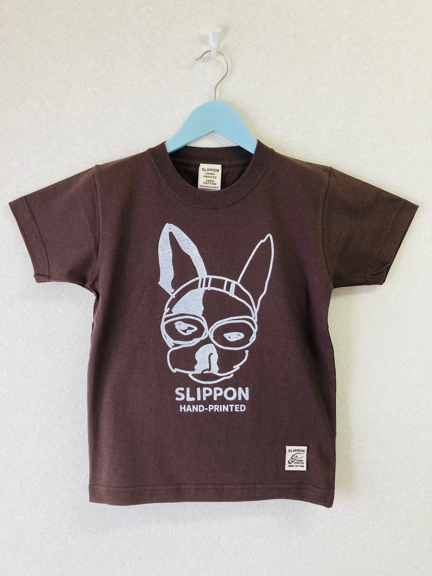 サイズ 130、140 フレンチブルドッグ キッズTシャツ こげ茶 | SLIPPON