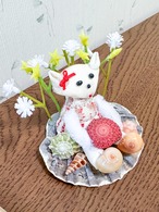 (販売前)貝殻こけしガラスドーム・お座り猫ちゃん