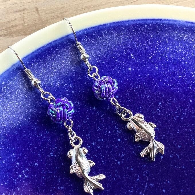 水引【銀魚】ピアス 大人可愛い 金魚 青 シルバー | Pay ID
