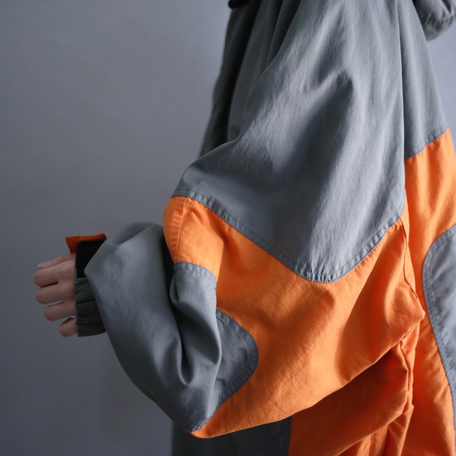 bi-color switching design XXL over size anorak parka