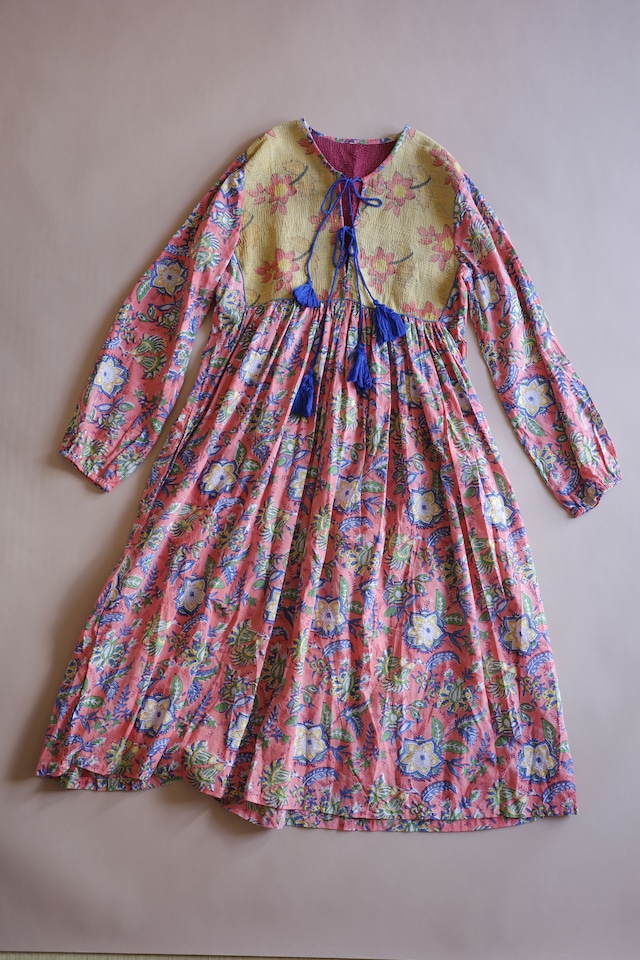Kantha hand printed indian cotton dress