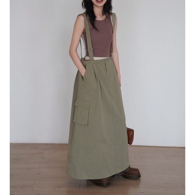 suspender cargo long skirt A-00057