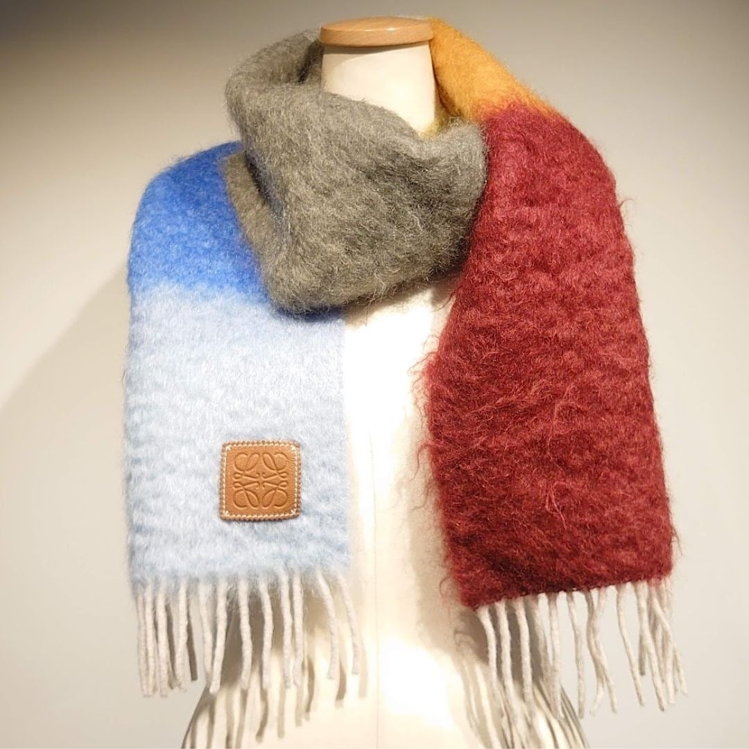 LOEWE ロエベ ストライプ スカーフ マフラー モヘア ウール  