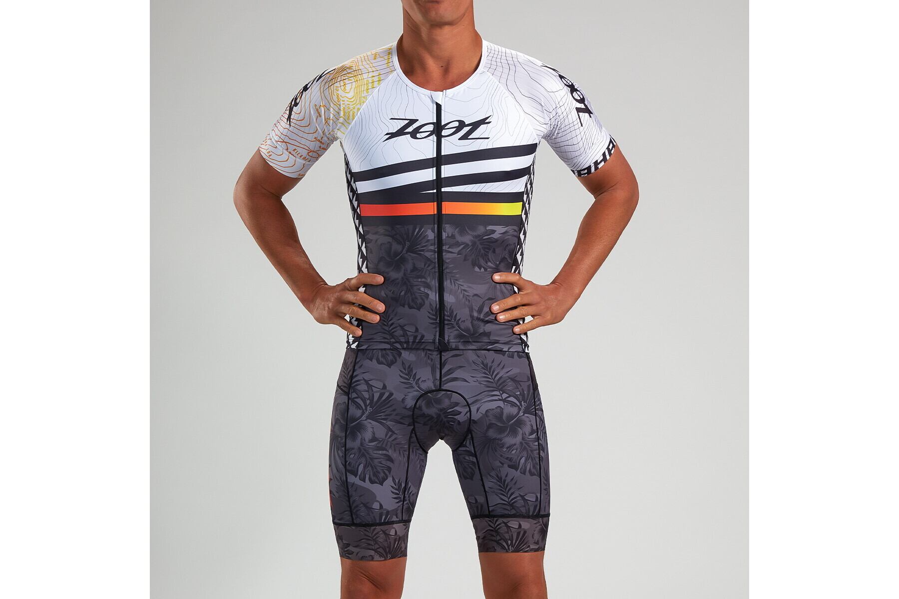 SKINS トライアスロンウェア ブラック/ホワイト/イエロー MEN TRI AERO JERSEY (MAHARO) セパレート トップス