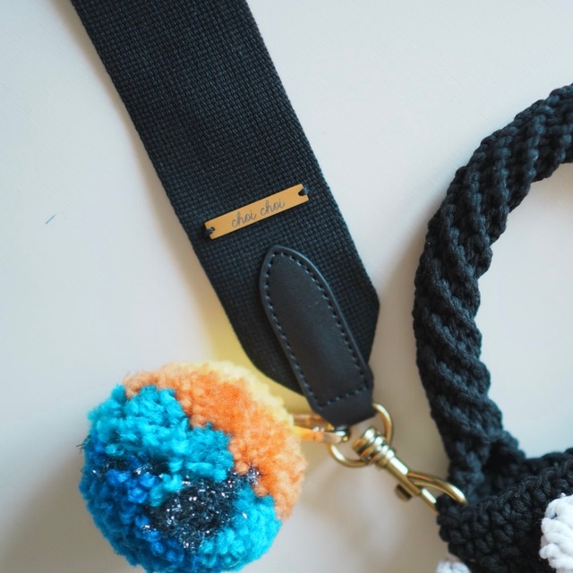 Bag Strap with Ponpon / Black
