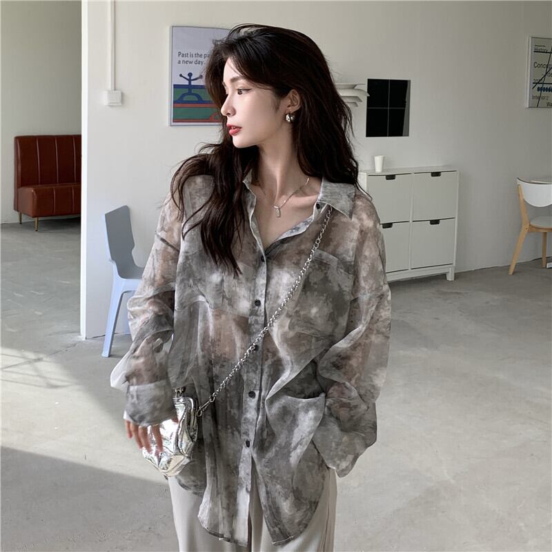 スタンダードスタイルシャツ レディースサマー薄手 ロング レトロ 夏物 YY-ファッション59052340126